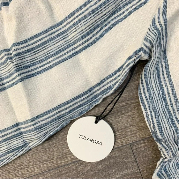 Revolve Tularosa Sara Mini Dress Chambray Striped Off The Shoulder Linen - Picture 10 of 16